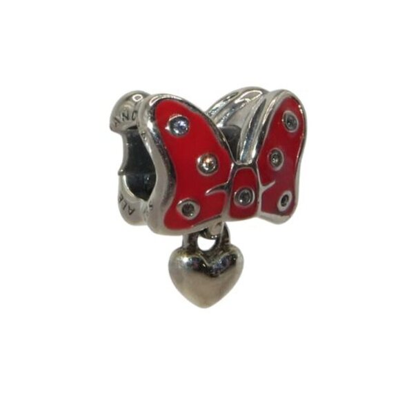 Pandora Disney Minnie Mouse Red Bow Enamel CZ & SS .925 Charm 796333EN09 - Picture 2 of 6